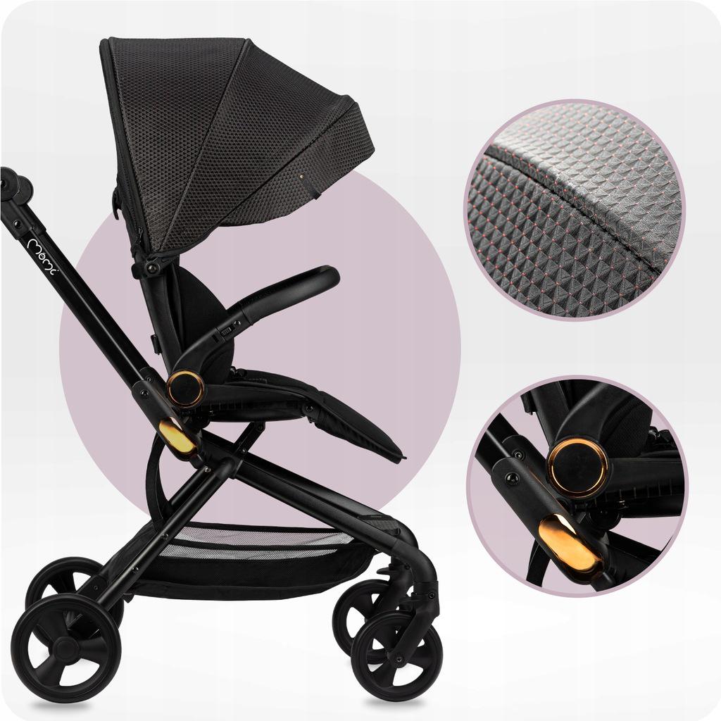 Коляска прогулянкова MoMi Adelle складна з регульованою спинкою та з поворотним на 360° сидінням Gold (WOSP00035) - фото 5