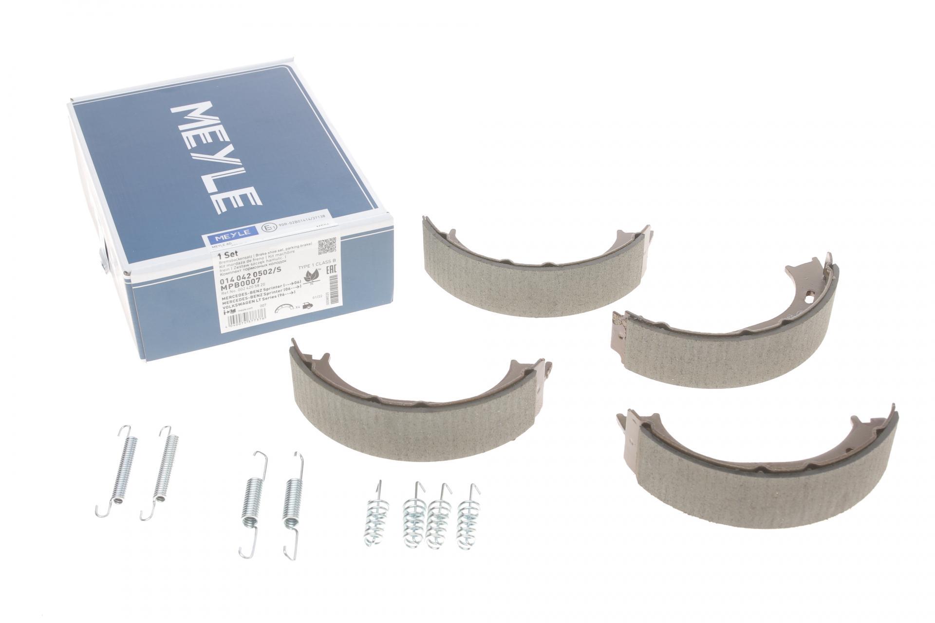 Колодки ручника Meyle 014 042 0502/S MB Sprinter 901-903 95-06 /VW LT II 96-06 с пружиной