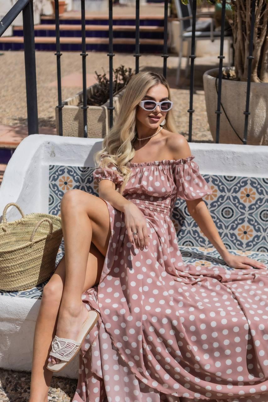 Платье женское софт в горошек р. 42-48 Розовый (Р5041-В36/Д) - фото 6 Платье женское софт в горошек р. 42-48 Розовый (Р5041-В36/Д) - фото 6