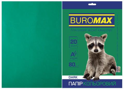 Папір офісний кольоровий Buromax DARK А4 80 г/м² темно-зелений 20 аркушів (BM.2721420-04) - фото 1