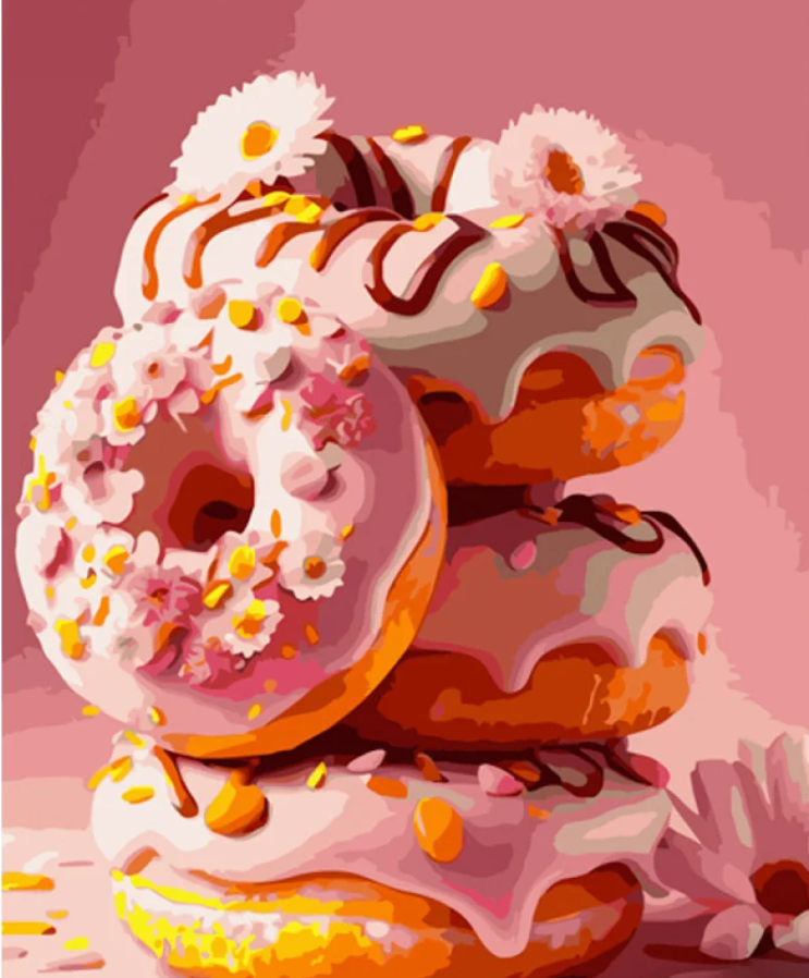 Картина по номерам Strateg Сладкие розовые пончики 40х50 см (GS916)