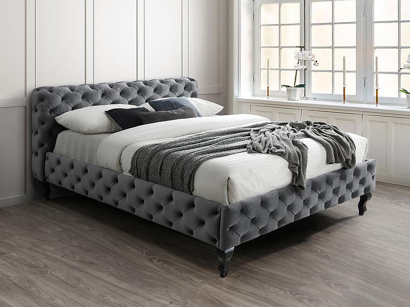 Кровать двуспальная Signal HERRERA VELVET BLUVEL 14 160х200 Серый/Венге ( HERRERAV160SZW)