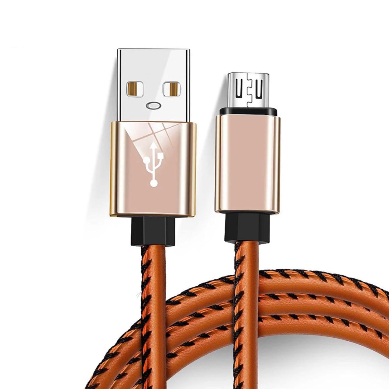Кабель кожаный USB Android Micro USB 2.0 A 1 м Коричневый (1058852969)