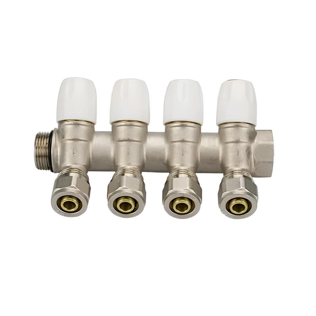 Коллектор Karro KR17021 с перекрытием вентель косой 3/4"x16х4 Белый (SQ-1027805)