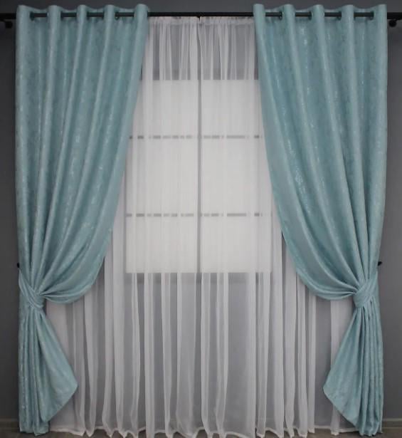 Комплект штор на люверсах лен Pavliani 1,5х2,5 м 2 шт. Темно-голубой (1371ш 37-0052)