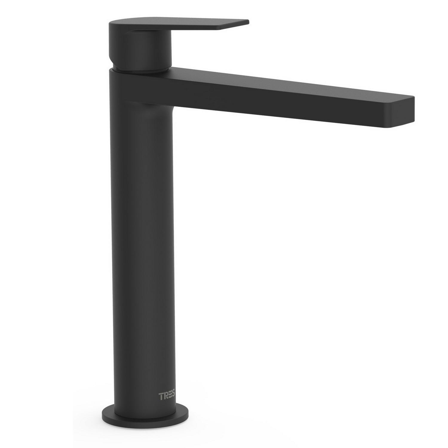 Смеситель для умывальника Tres Project 21120301NM высокий однорычажный Черный (132593)