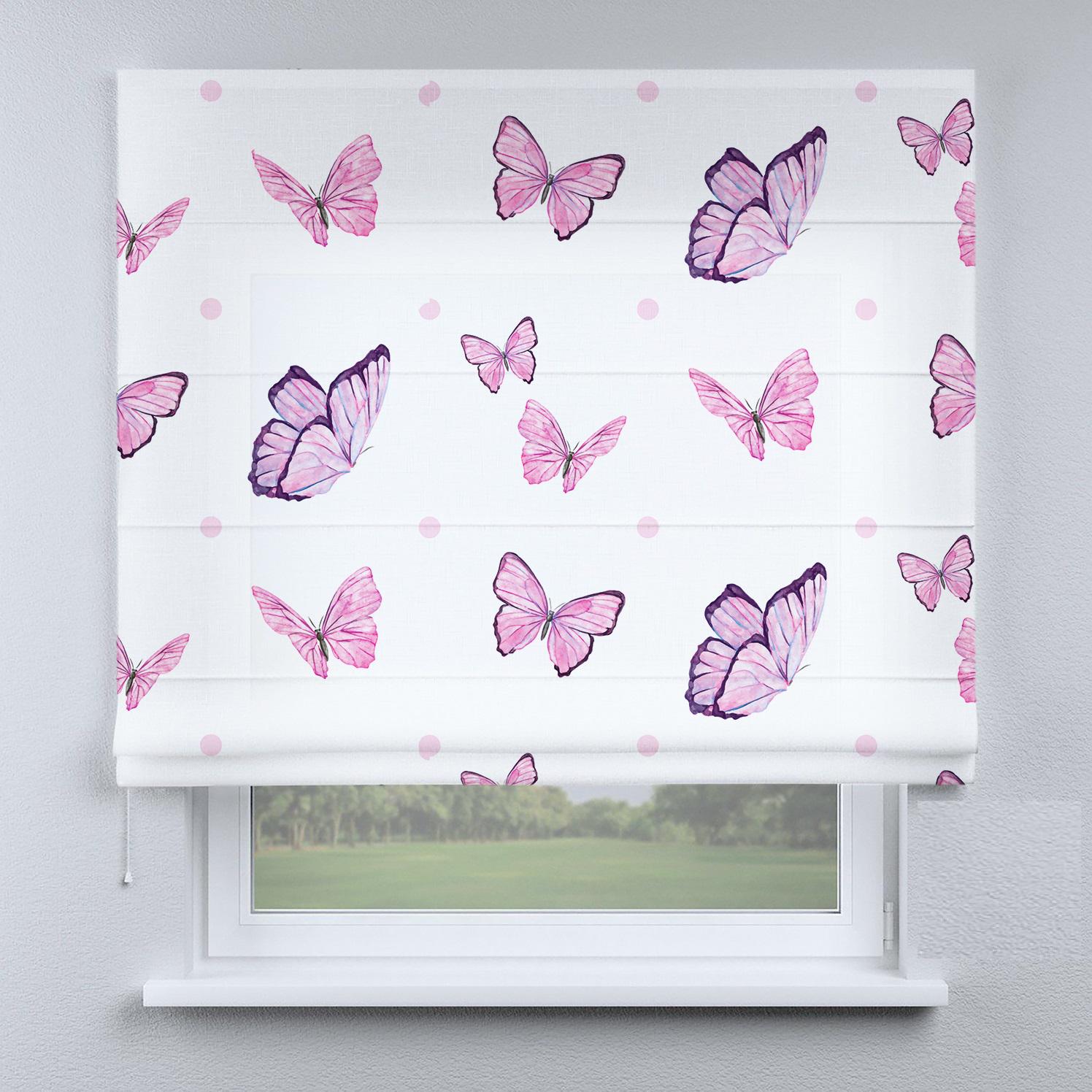 Римская штора Веревочный карниз Wenster ДВ 15-01-14 Бабочки 50х170 см Белый (7184082)