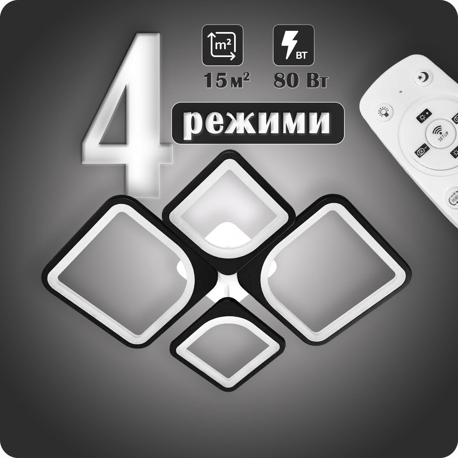 Люстра светодиодная 517 Dlight с пультом 80 Вт Черный (02029) - фото 2