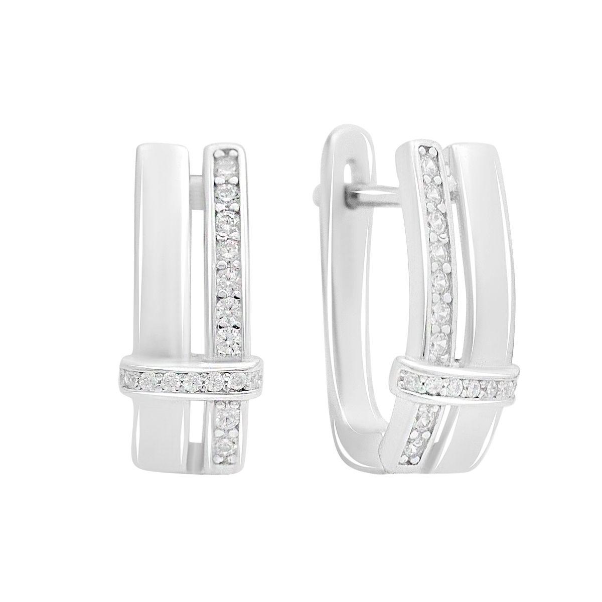 Серьги серебряные с фианитами (2152545)