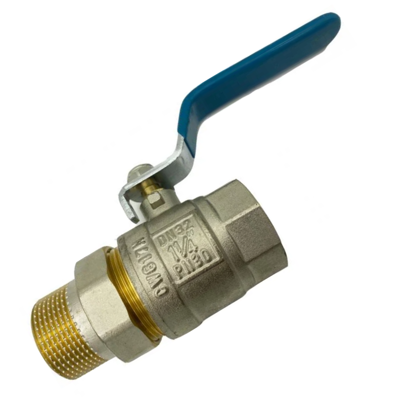 Кран шаровой Gross Optimal DN32 1 1/4" В-З американка для воды ручка рычаг Синий (007233)