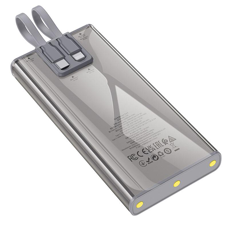 Повербанк Hoco J104 Discovery Edition 22,5W with cable 10000 mAh Gray (00000067625_1) - фото 7 Повербанк Hoco J104 Discovery Edition 22,5W with cable 10000 mAh Gray (00000067625_1) - фото 7