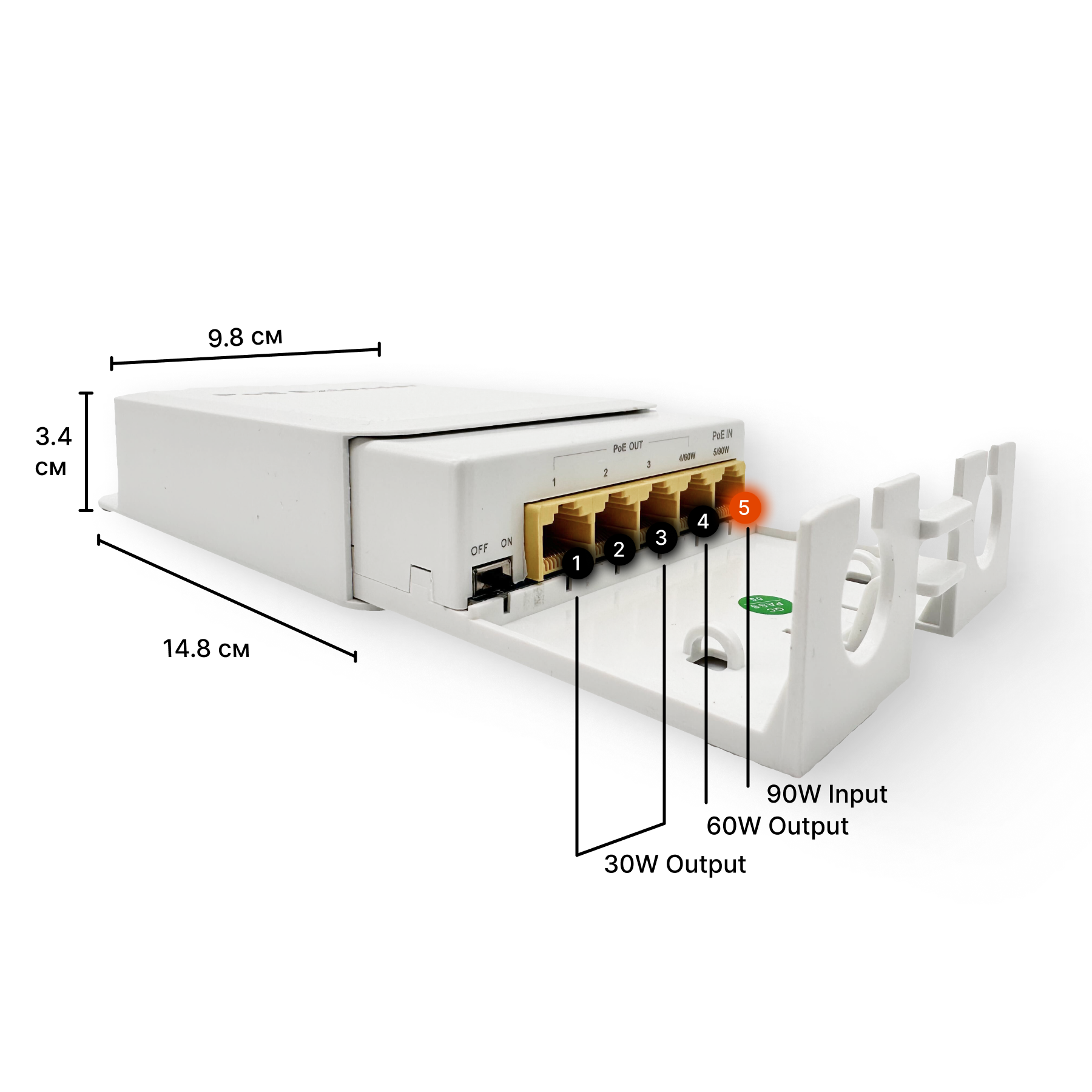 Розширювач POE IP65 DL-POE14GBV стандарт гігабітний IEEE802.3af/at (7012) - фото 3