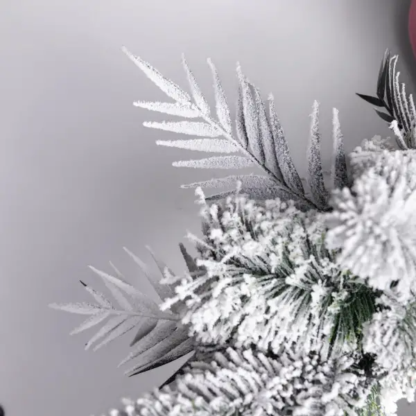 Вінок штучний хвойний Святковий засніжений Зелений/Білий - фото 4 Вінок штучний хвойний Святковий засніжений Зелений/Білий - фото 4