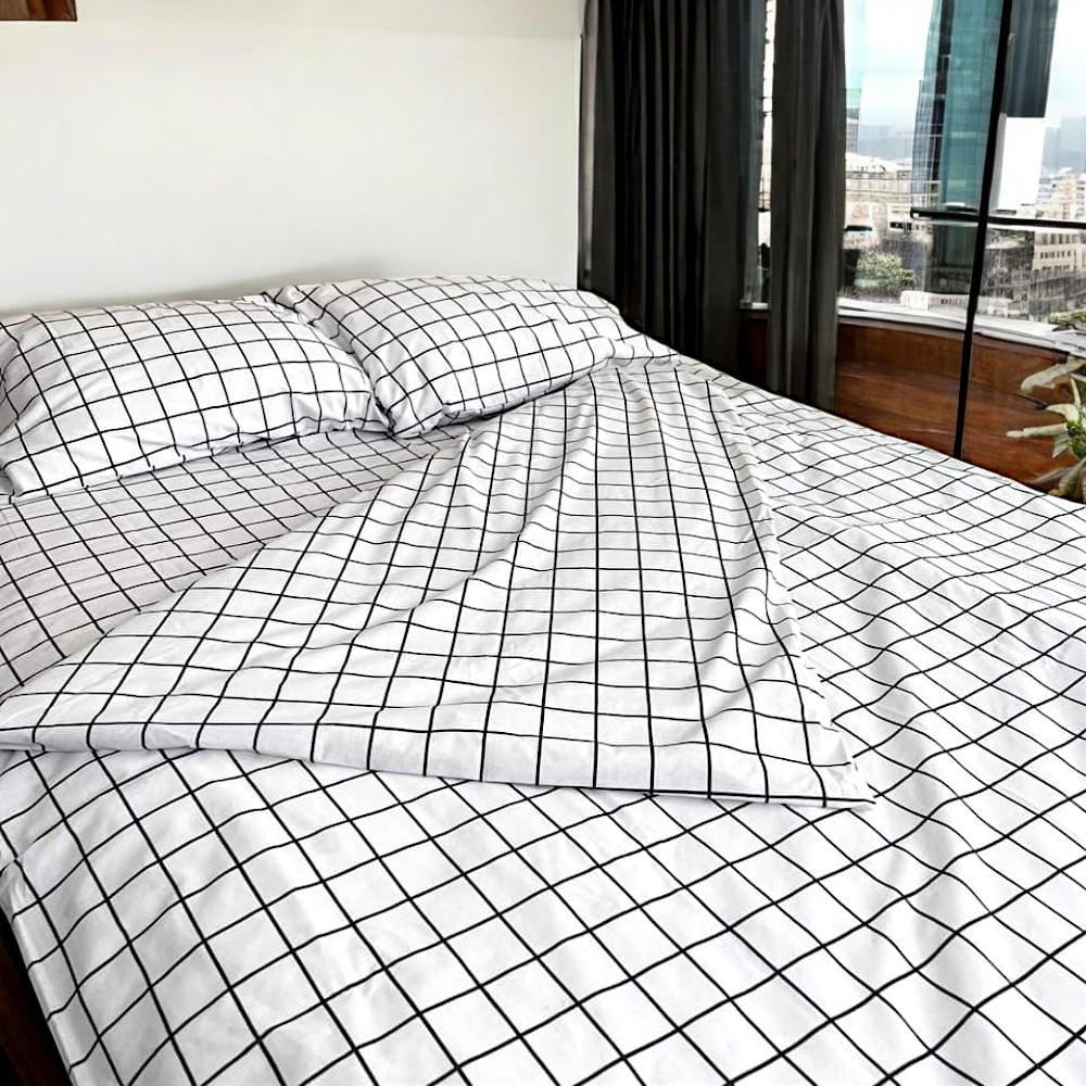 Комплект постельного белья полуторный MakSon белая клетка GOLD LUX (001-1145210Б)