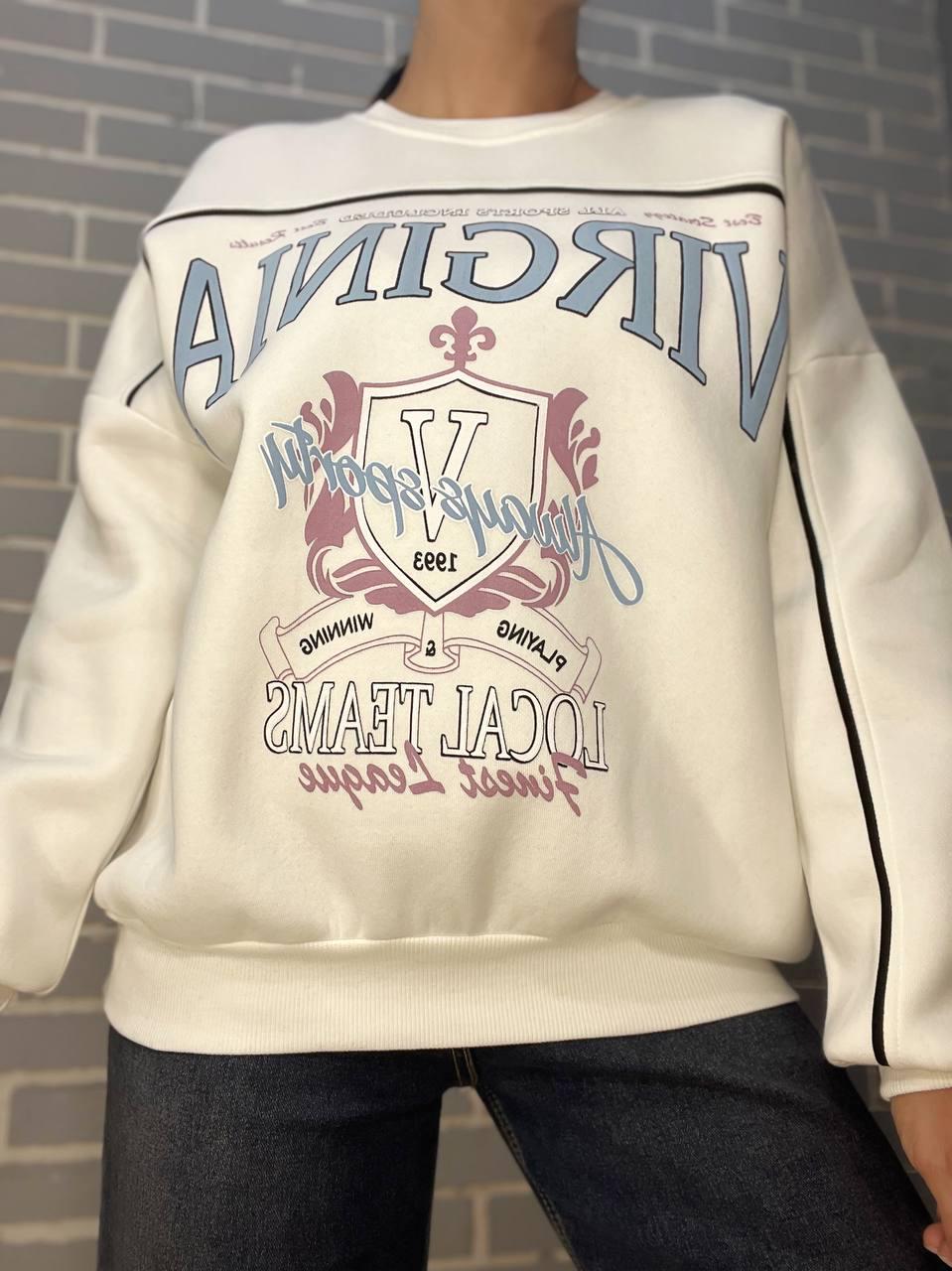 Світшот жіночий OLIVIA 2468 VIRGINIA утеплений на флісі OS Білий (1110) - фото 7