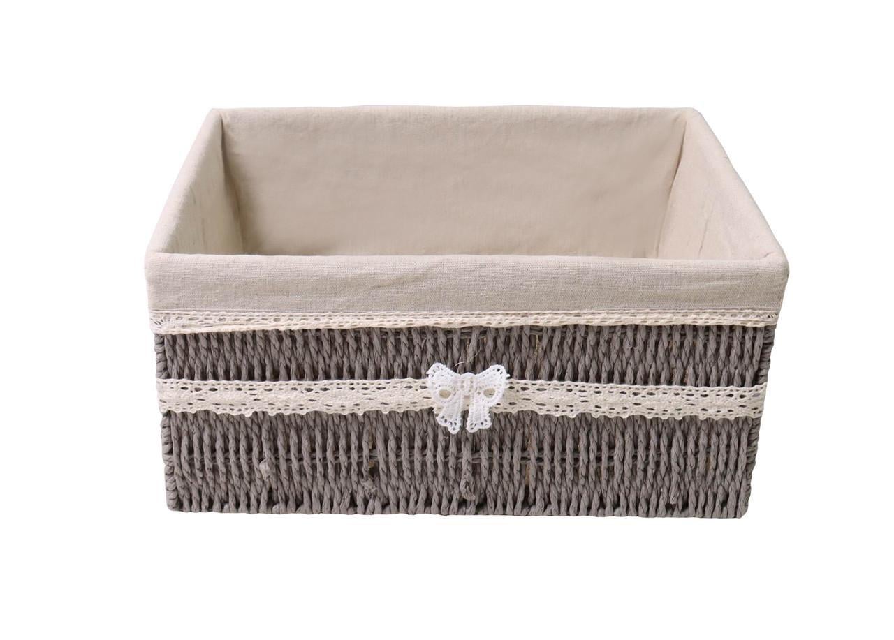 Корзина стеллажная Handy Home Бантик с текстильным вкладышем 36х27х17 см (EW-90 L)