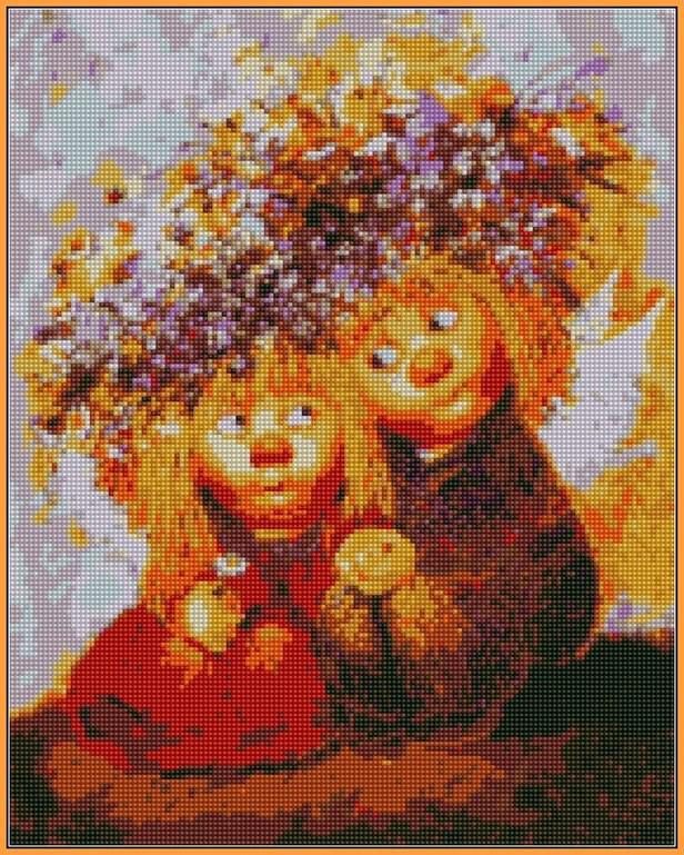 Алмазная мозаика Турбо Солнечные ангелы в веночках 40x50 см (ST278)