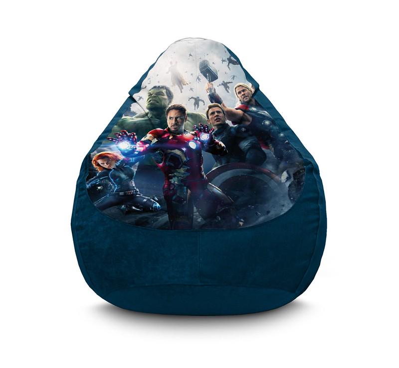 Крісло мішок iPuff Avengers Team Флок XXL 90х125 см Синій