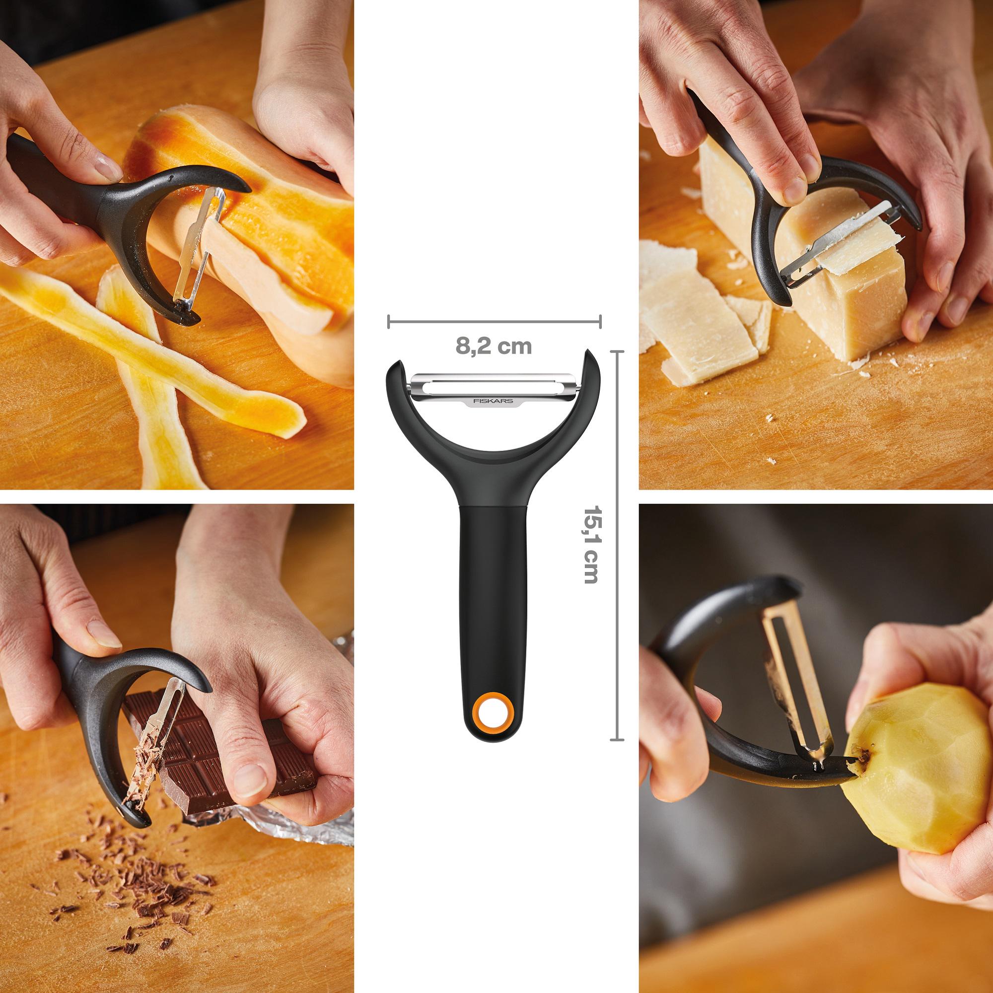 Овощечистка с подвижным лезвием Fiskars Functional Form Черный - фото 6