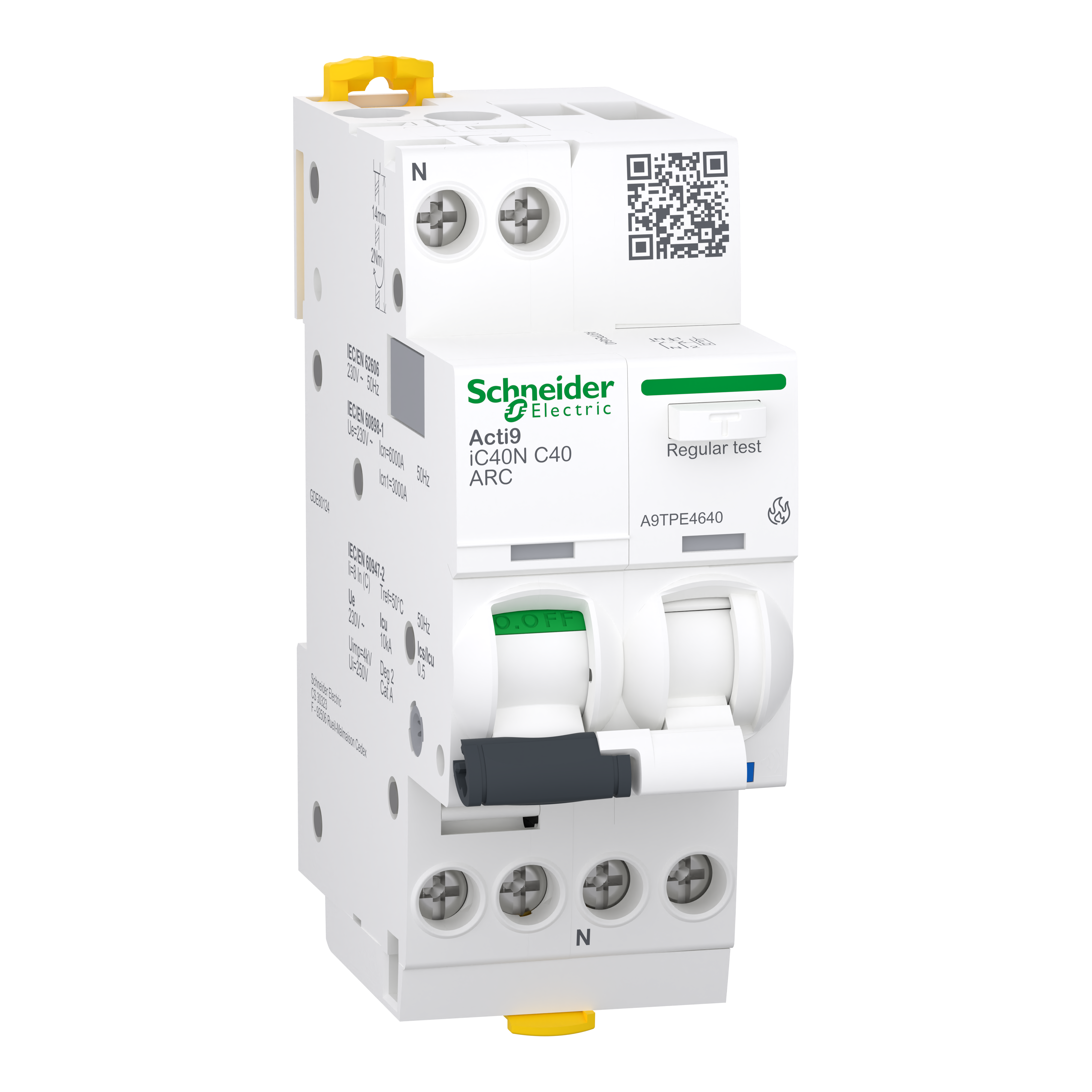 Устройство защиты от дугового пробоя Schneider Electric iC40N ARC 1P+N 40A 6кА C (A9TPE4640) Устройство защиты от дугового пробоя Schneider Electric iC40N ARC 1P+N 40A 6кА C (A9TPE4640)