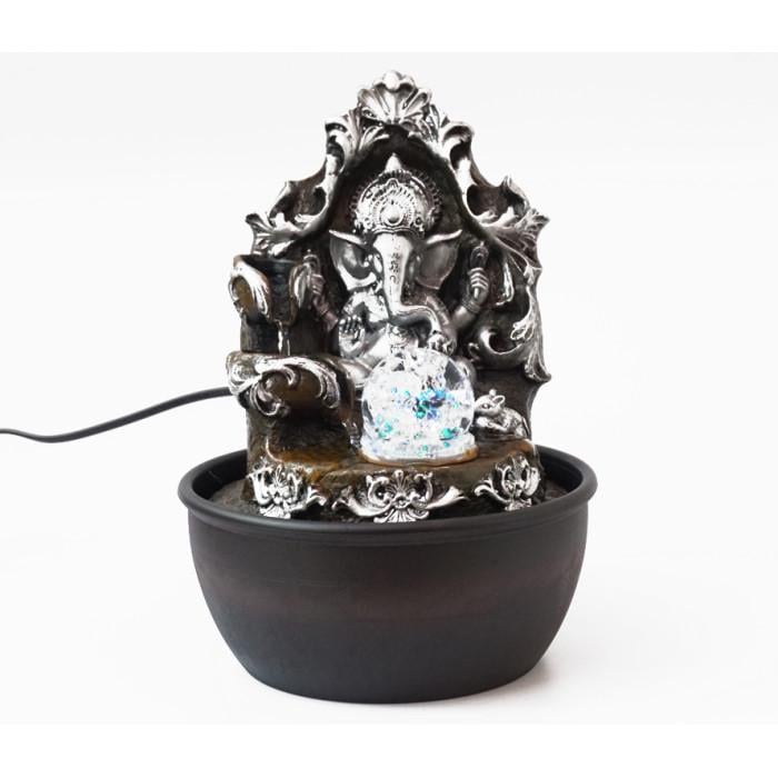 Настольный водопад Ганеша из полистоуна с подсветкой Белый (9140280)