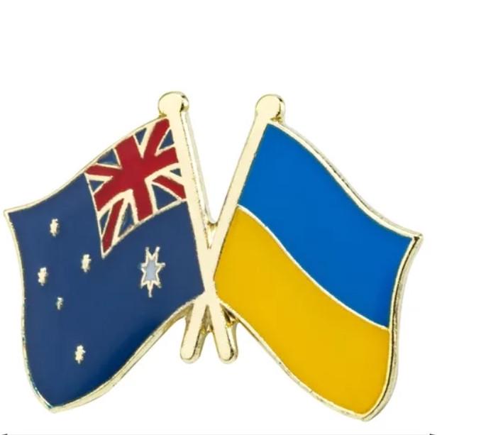 Значок-пин двойной friendship flag Украина-Австралия