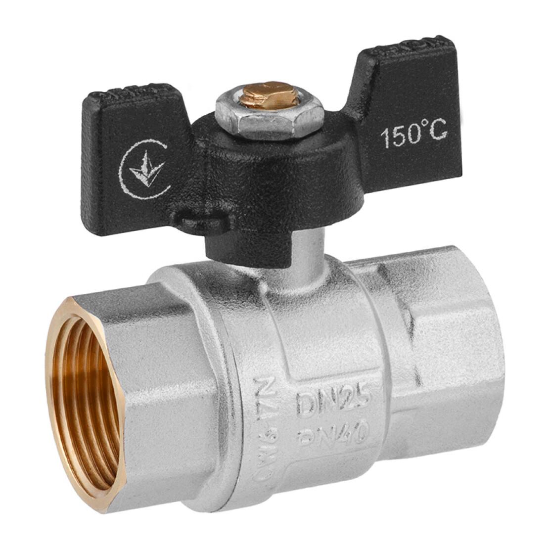 Кран кульовий Kroner ВВ PN40 1" метелик/нікельований (CV033211)