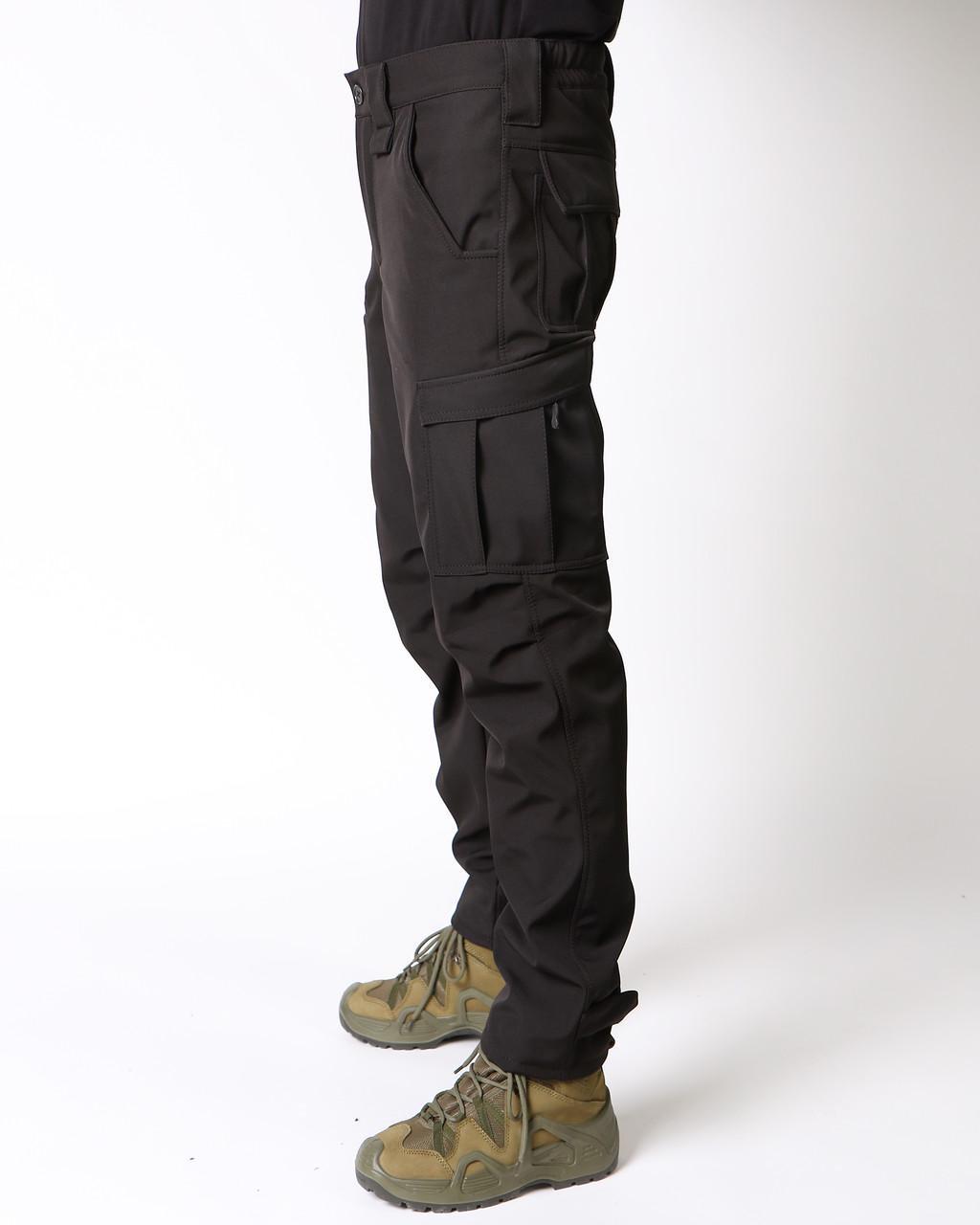 Брюки на флисе шесть карманов софтшелл р. 46 Черный (ШтаниТС_софтш_фліс_ч_46) - фото 4 Брюки на флисе шесть карманов софтшелл р. 46 Черный (ШтаниТС_софтш_фліс_ч_46) - фото 4