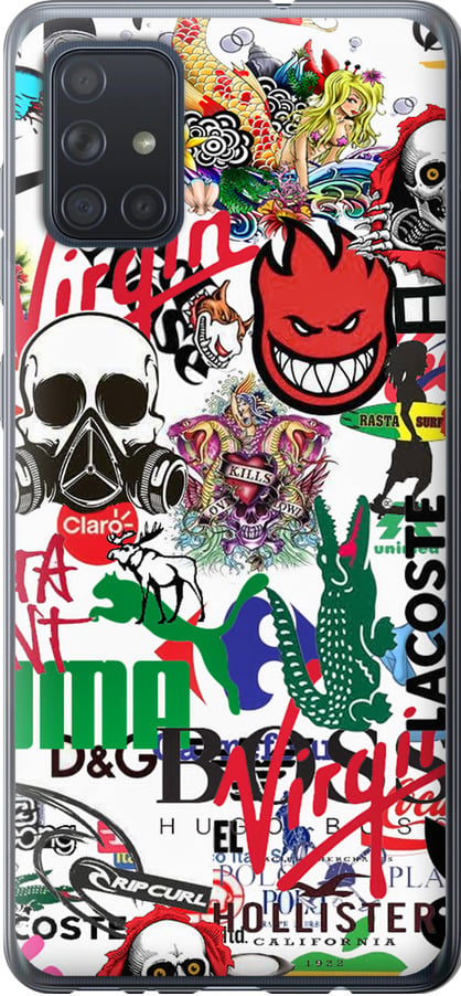 Чехол на Samsung Galaxy A71 2020 A715F Many different logos (4022u-1826-42517)