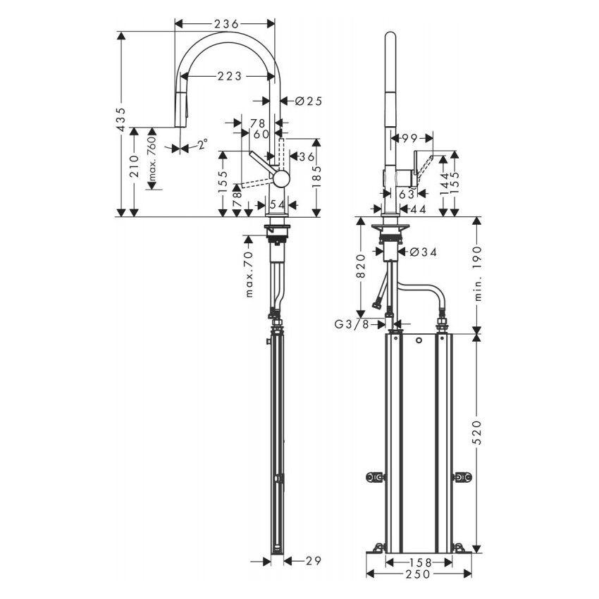 Смеситель для кухни Hansgrohe Talis M54 72801000 с выдвижной лейкой Хром (77449) - фото 3