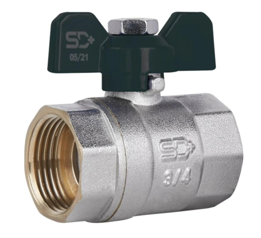 Кран шаровой Thermo Alliance Base 3/4" ВВ прямой PN40 бабочка (SD602W20)