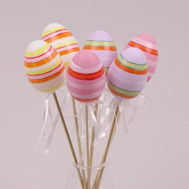 Декорация пасхальная на пике Flora Писанка микс 6 шт. (44028)