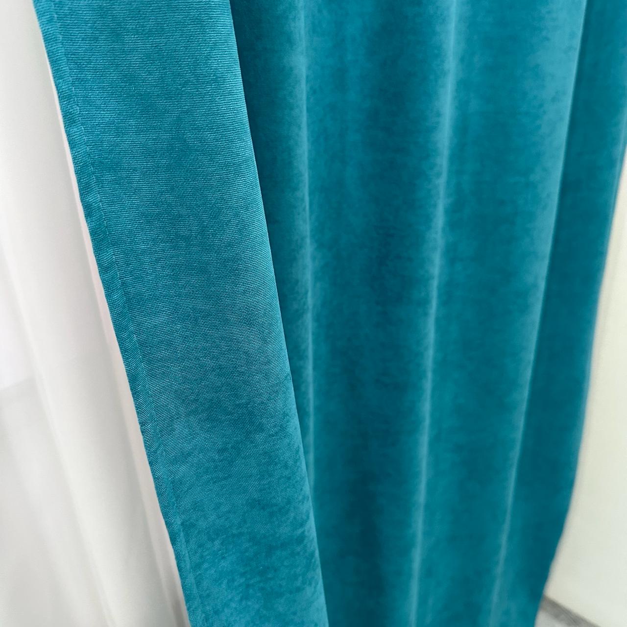 Комплект штор микровелюр 2 шт. 1,5х2,7 м готовые на шторной тесьме 6 см Бирюзовый (petek-V23) - фото 8