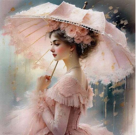 Набор для вышивания крестиком JOZYSH Розовая мечта Винтажный портрет 14CT канва Аиду с нанесенным рисунком 40x40 см (2869473462)