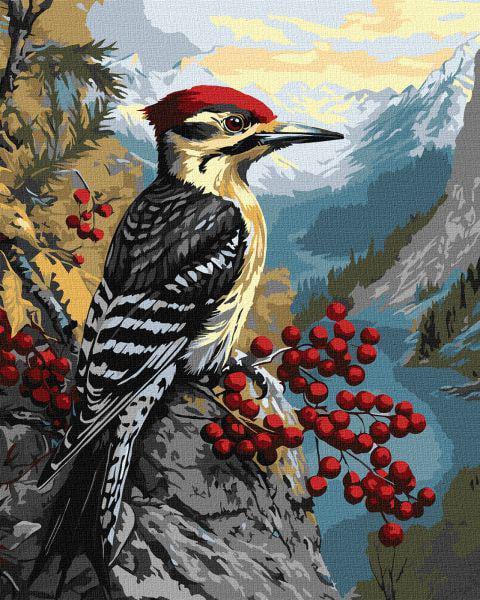 Картина за номерами Ideyka Дятел на калині 40x50 см (Id-KHO6778)