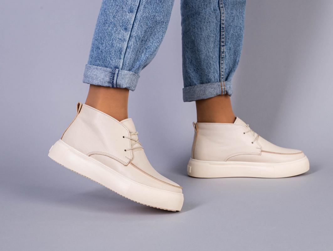 Ботинки женские кожаные демисезонные р. 36 Молочный (7374-2д/36)