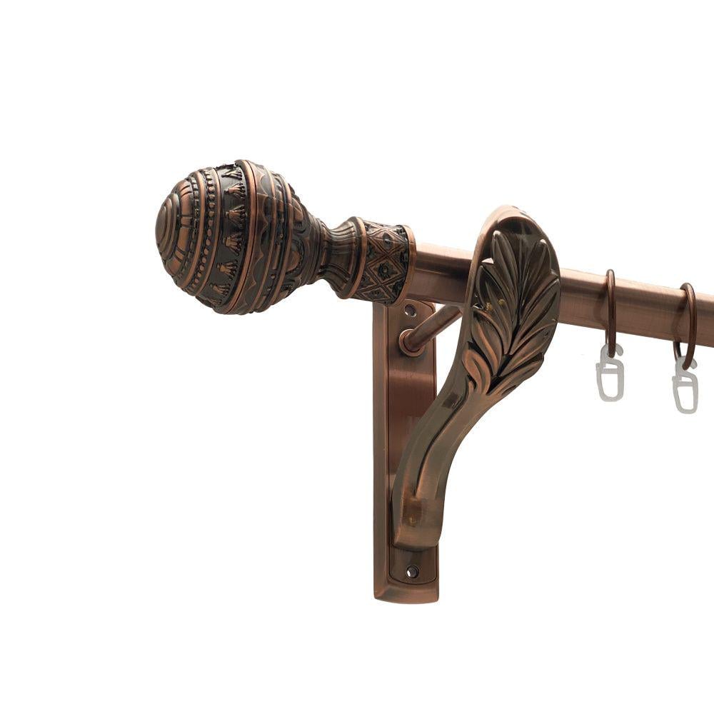 Карниз металлический Orvit Арабеска однорядный ретро/гладкая труба/кольцо металлическое Медь 25 мм 200 см (00-00016265)