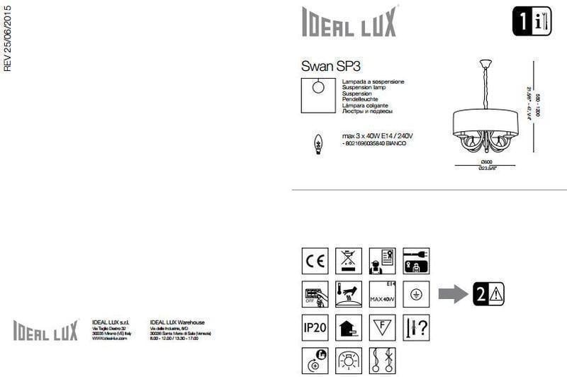 Люстра Ideal Lux Swan SP3 (035840) - фото 2