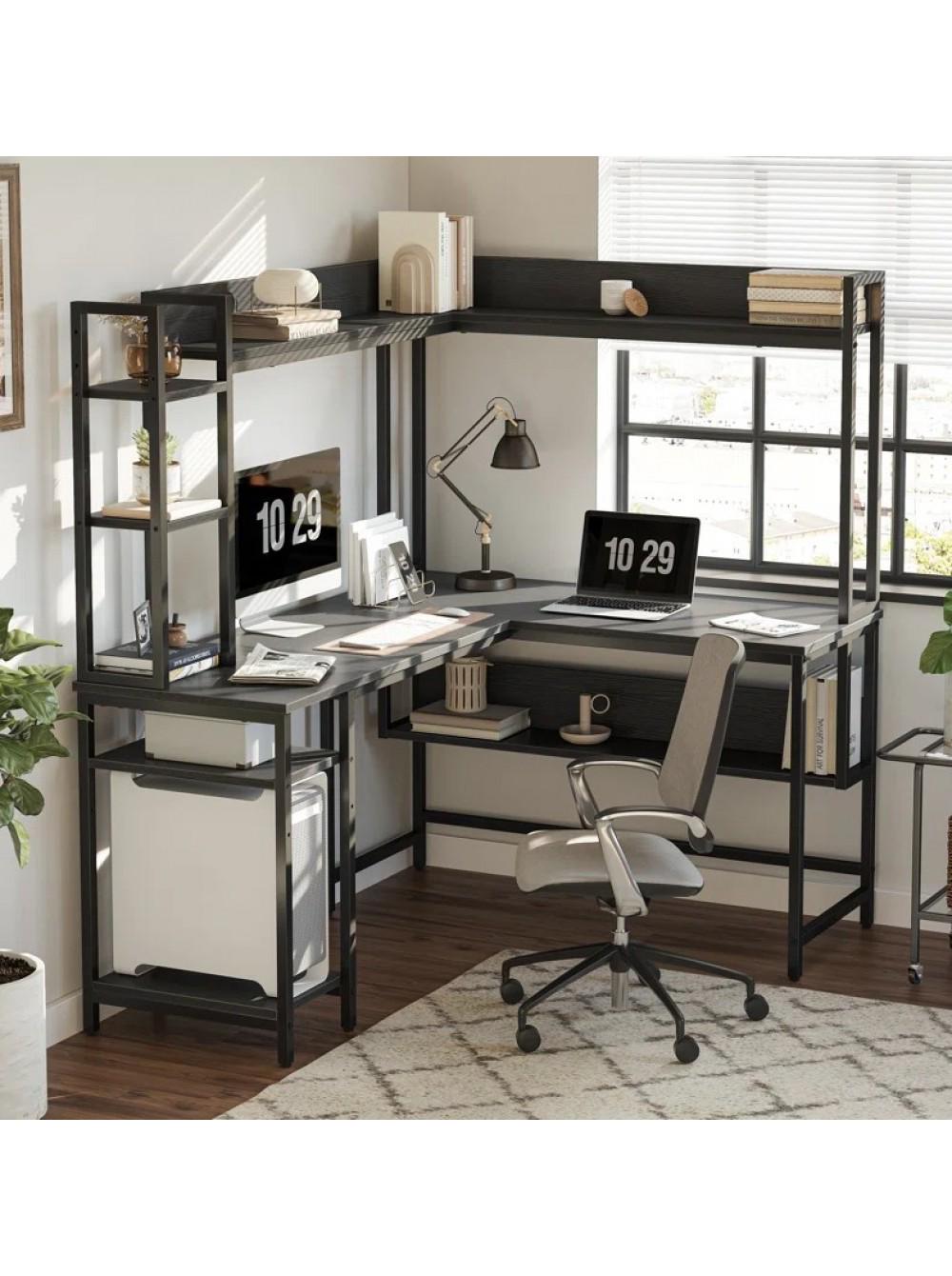 Письменный стол MSM Vouaux L-образный Черный - фото 1