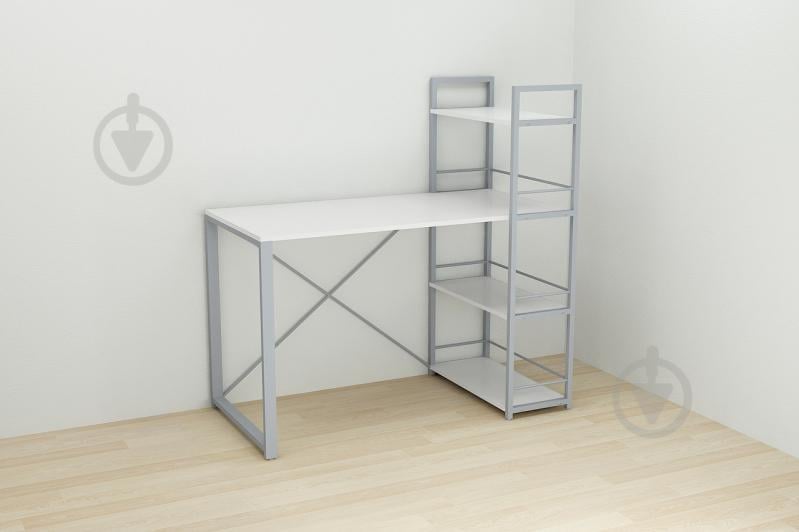 Письменный стол Ferrum-decor Конект c этажеркой 75x120x60 см Бело-серый (XK00193)