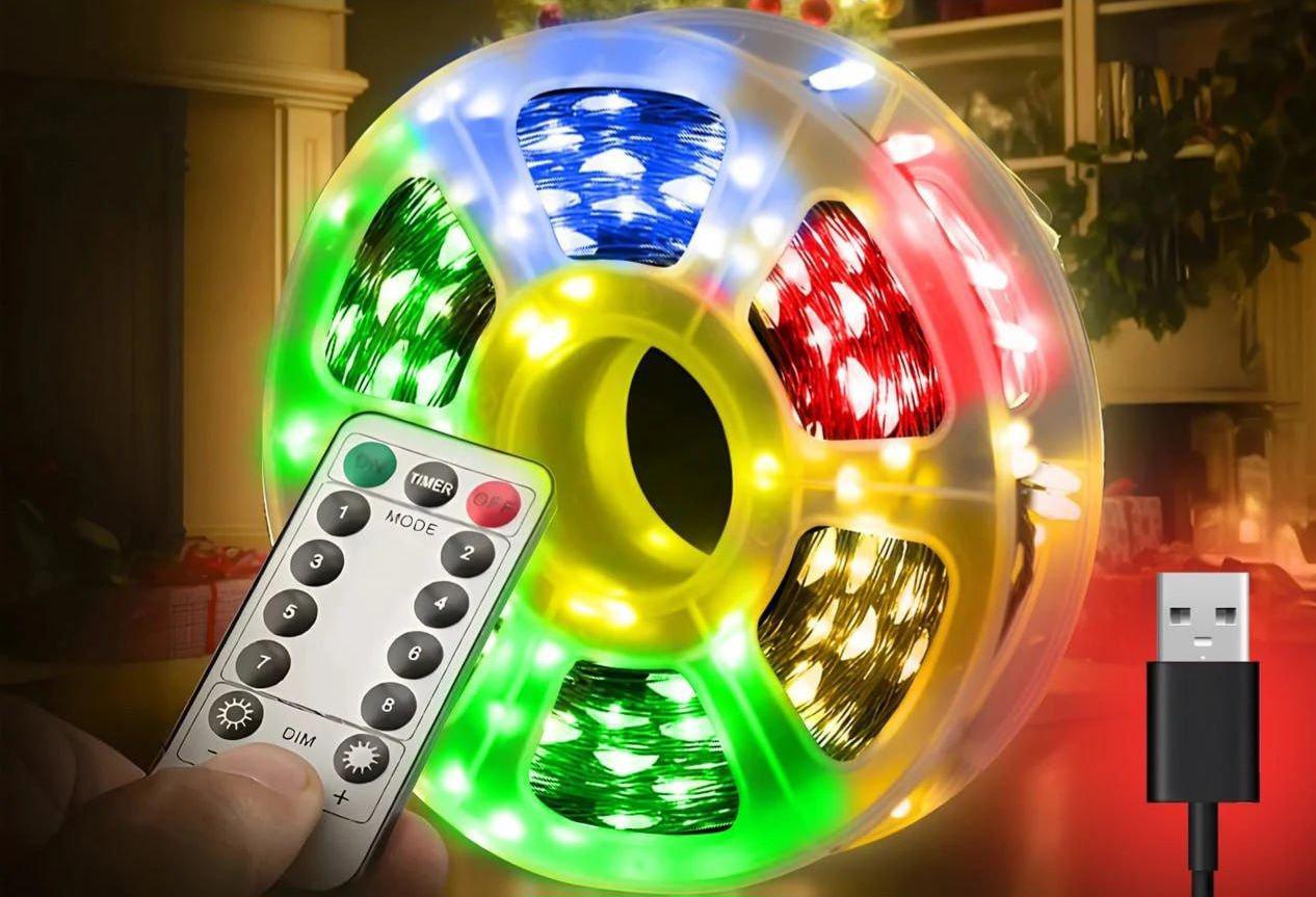 Гирлянда роса 20 м USB на 200 led светодиодов капля зеленый провод разноцветный - фото 9 Гирлянда роса 20 м USB на 200 led светодиодов капля зеленый провод разноцветный - фото 9