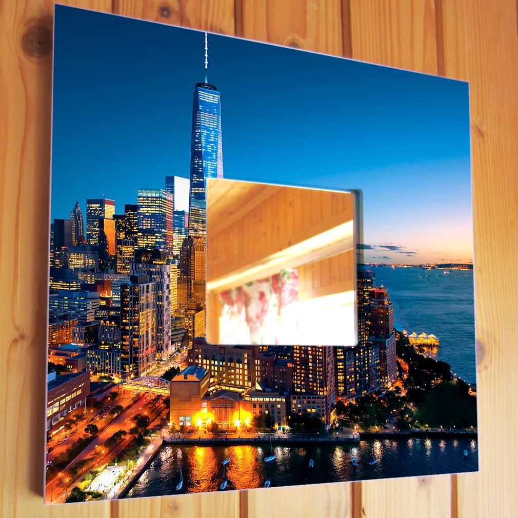 Зеркало декоративное Ночной Манхеттен Нью Йорк 260х260 мм (M03714)