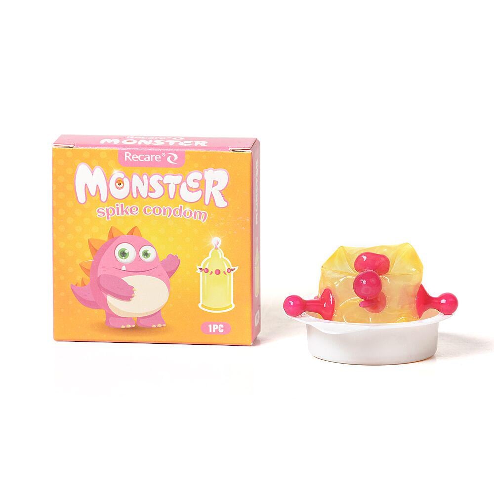 Презерватив Recare Pink Monster Spike Condom с шариками и усиками