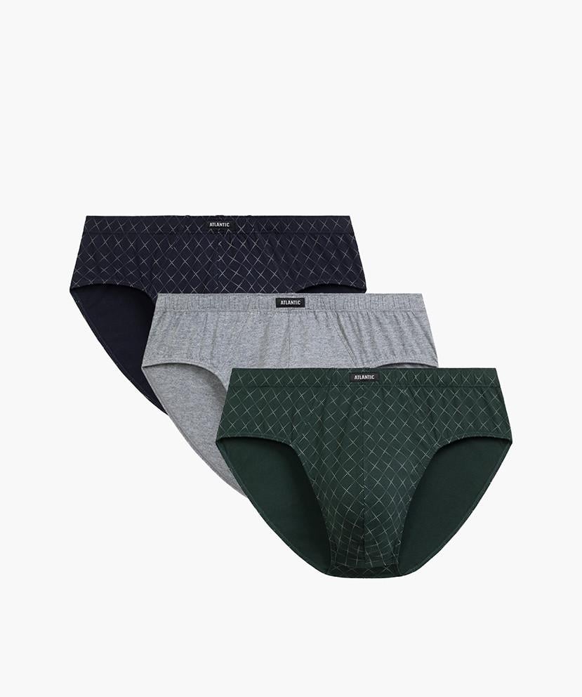 Набор трусов-брифов мужских Atlantic 3MP-205 хлопковых 3 шт. 3XL Синий/Серый/Зеленый (2785676460) Набор трусов-брифов мужских Atlantic 3MP-205 хлопковых 3 шт. 3XL Синий/Серый/Зеленый (2785676460)