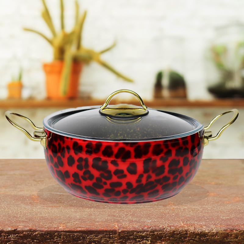 Кастрюля с антипригарным покрытием Evren Леопард 3,8 л Красный (32512093)