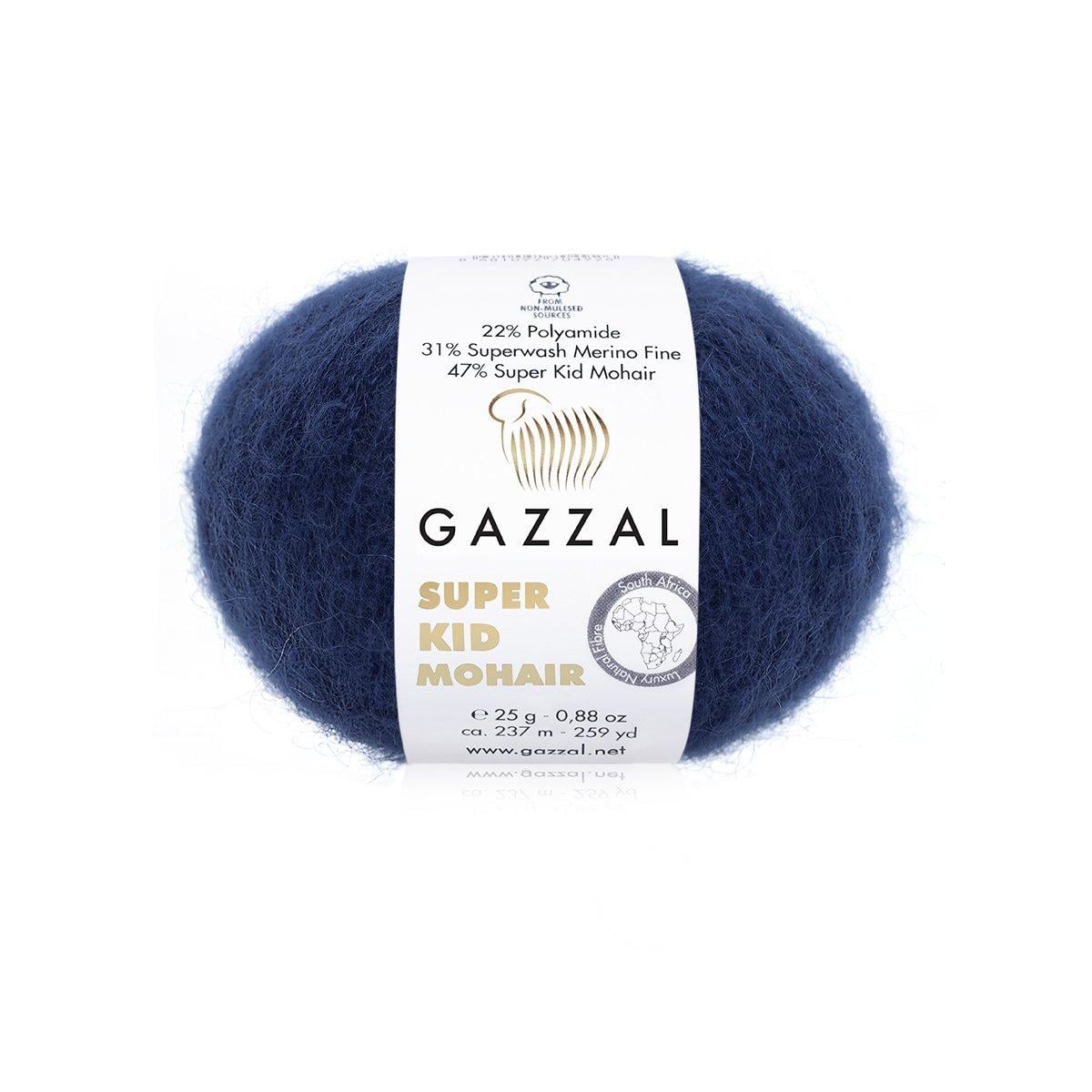 Пряжа Gazzal Super Kid Mohair 64417 темно-синій (3924)