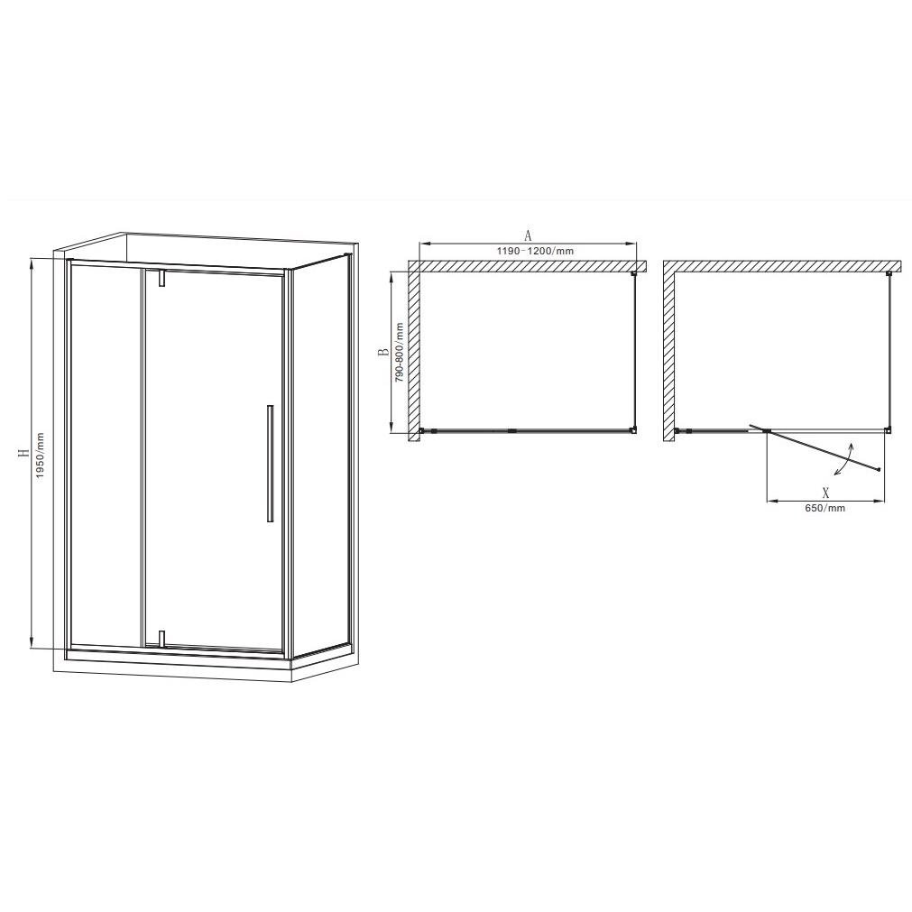 Душова кабіна MIXXUS Premium Bevel SC01-120x80x195-TR прямокутна скло без підонна 6 мм 195x120 мм Чорний матовий (OL-MI6872) - фото 5 Душова кабіна MIXXUS Premium Bevel SC01-120x80x195-TR прямокутна скло без підонна 6 мм 195x120 мм Чорний матовий (OL-MI6872) - фото 5