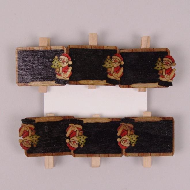 Декор на прищепке Табличка с Санта-Клаусом 6 шт. (25948)