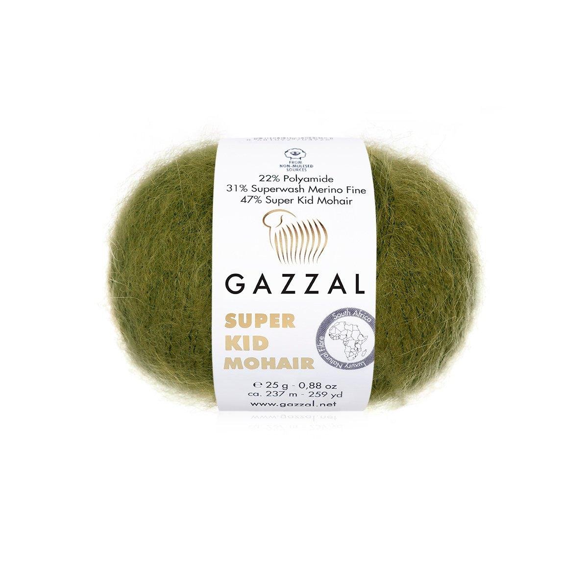 Пряжа Gazzal Super Kid Mohair 64402 хакі (3915)