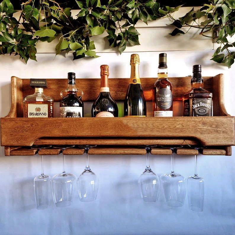 Полка для вина настенная из дерева Саваме Шафран (ПНК-023506)